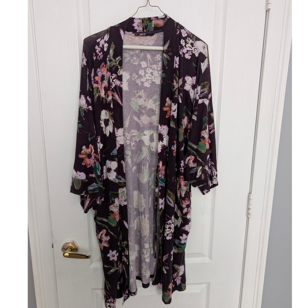 Gilligan & O'Malley Womens Purple Floral Modal Blend Robe XL/XXL Lounge Cardigan